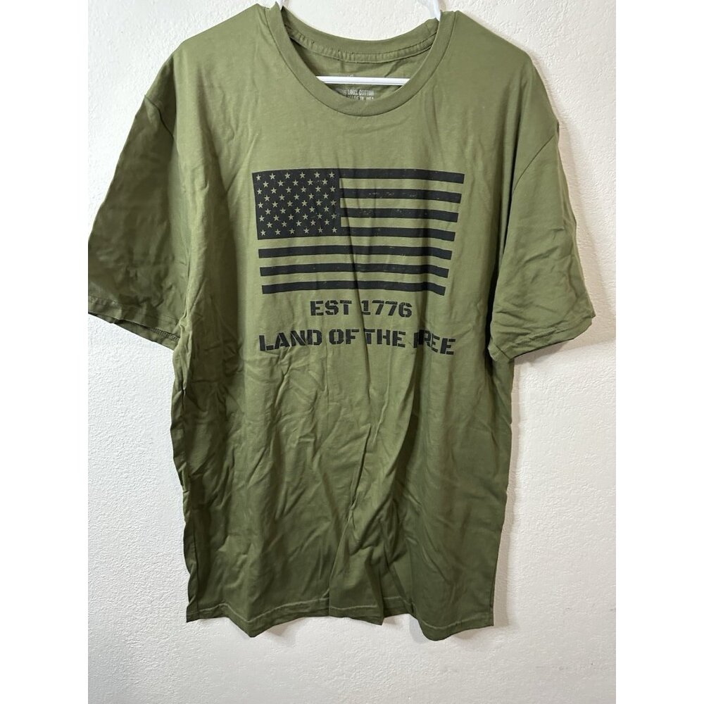 General Standard Green American Flag Land Of The Free Made In The USA T Shirt XL
